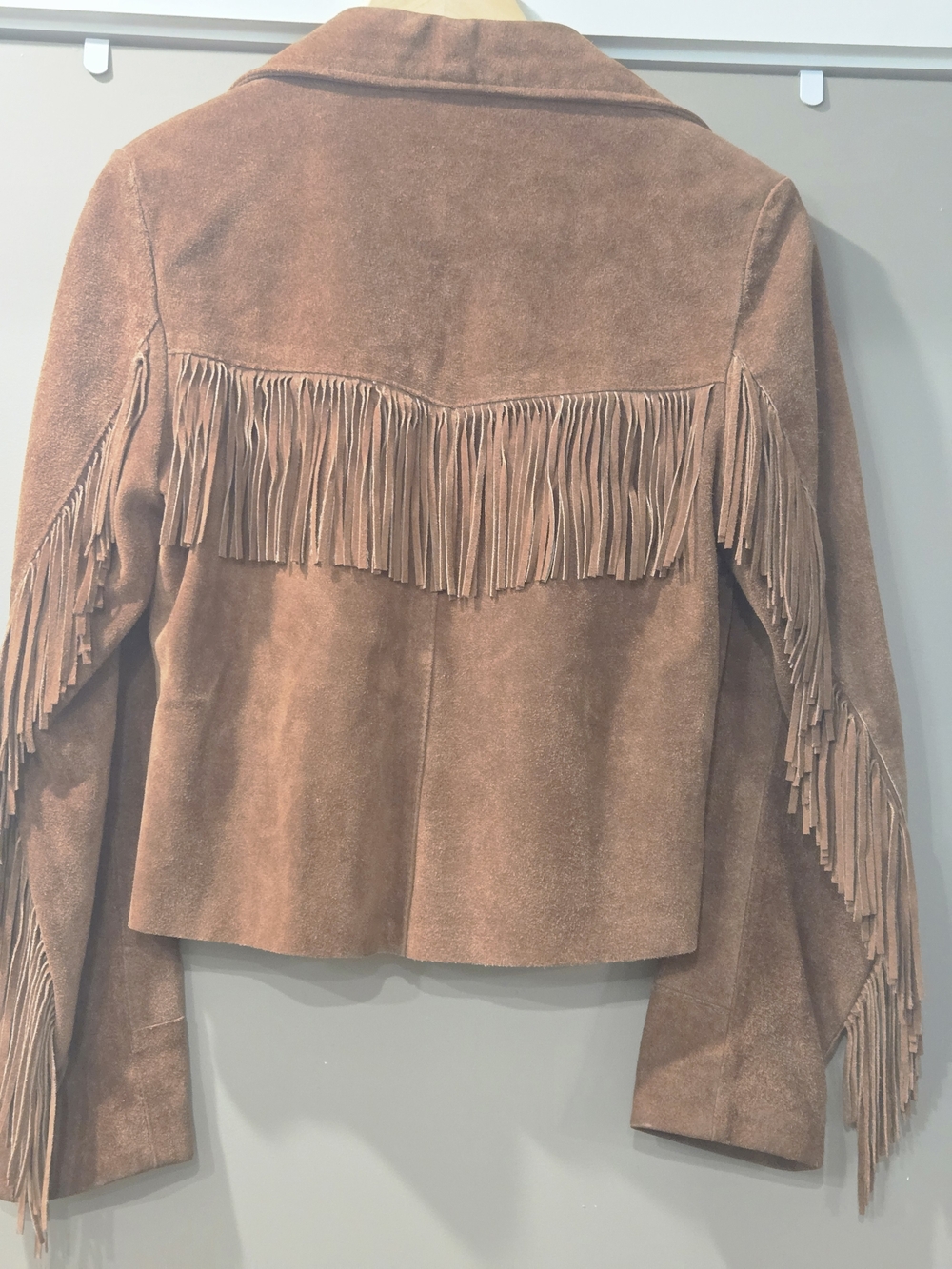 Vintage Lariat Leather Fringe Jacket Tan Cropped Western Suede Style - Picture 5 of 8